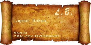 Lagner Baksa névjegykártya